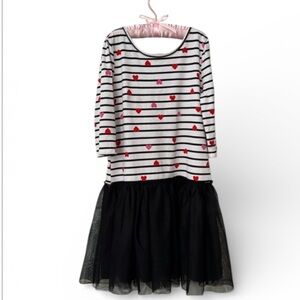 The Children’s Place Tutu Hearts Striped Dress Like New Size 10/12